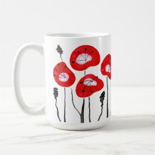 Modernes Rotes Feld der Poppies Abstraktes Blumeng Kaffeetasse