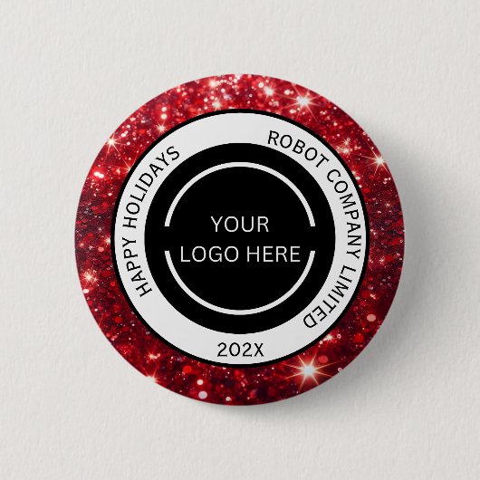 Modernes rotes Firmenlogo und Name Weihnachten Button (Vorderseite)