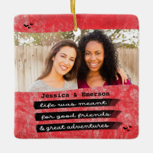 Modernes Rotes Foto Best Friend Weihnachten Keramikornament