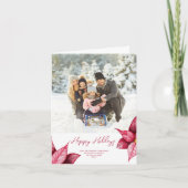 Modernes Rotes Foto mit floralen Einflüssen Karte (Vorderseite)