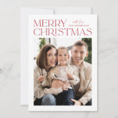 Modernes Rotes frostes Weihnachtsfest Foto Feiertagskarte (Vorderseite)