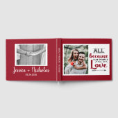 Modernes rotes Gästebuch mit Zitat und Bildern (Voll)