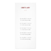 Modernes Rotes Gedenkprogramm Werbekarte (Hinten)