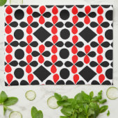 Modernes rotes, geometrisches Muster aus dem Mitte Geschirrtuch (Gefaltet)