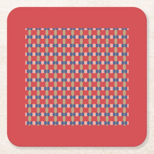 Modernes rotes, geometrisches Muster Monogramm Rechteckiger Pappuntersetzer (Vorderseite)