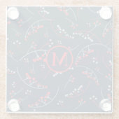 Modernes, rotes, graues Beerenmuster Glasuntersetzer (Rückseite)