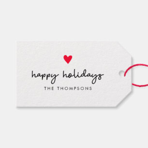 Modernes rotes Herz frohe Feiertage Geschenkanhänger