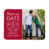 Modernes Rotes Herz Hochzeitsstift Save the Date Magnet (Horizontal)