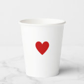 Modernes Rotes Herz Minimalistisch Einfache Chic C Pappbecher (Rückseite)
