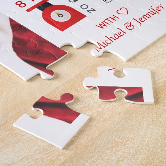 Modernes Rotes Infografisches Foto Geburtserklärun Puzzle (Seite)