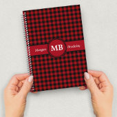 Modernes, rotes Kariertes Muster Notizblock