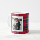 Modernes rotes Karo rustikales Monogramm Foto Weih Kaffeetasse (Vorderseite Links)
