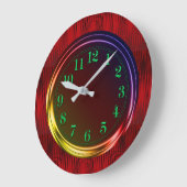 Modernes rotes metallisches, Regenbogen-Neonglühen Große Wanduhr (Winkel)