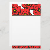 Modernes rotes Mohnblumen-Blumendruck-Briefpapier Briefpapier (Vorne/Hinten)