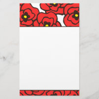 Modernes rotes Mohnblumen-Blumendruck-Briefpapier
