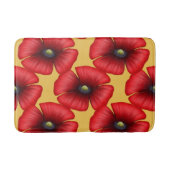 Modernes rotes Mohnmuster auf der gelben Bademasse Badematte (Vorderseite)