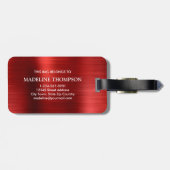 Modernes, rotes Monogramm aus gebürstetem Metall Gepäckanhänger (Rückseite horizontal)