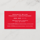 Modernes, rotes Monogramm-Logo Visitenkarte (Rückseite)