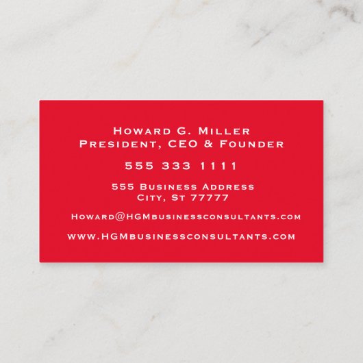 Modernes, rotes Monogramm-Logo Visitenkarte (Rückseite)