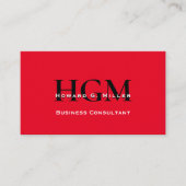 Modernes, rotes Monogramm-Logo Visitenkarte (Vorderseite)