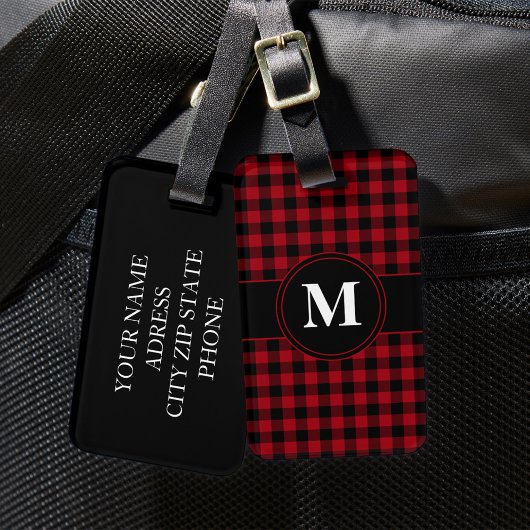 Modernes rotes Mustermonogramm Gepäckanhänger