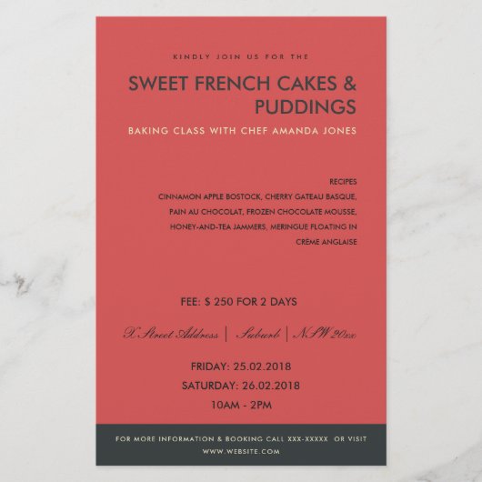 MODERNES ROTES NAVY FOTO-VORLAGENKLASSEN-WORKSHOP FLYER (Vorne)