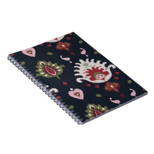 Modernes rotes rosa schwarzes girly ikat Stammes- Notizblock (Rechte Seite)