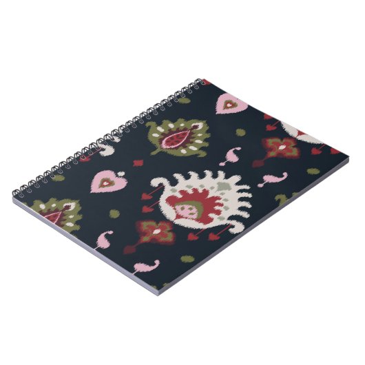 Modernes rotes rosa schwarzes girly ikat Stammes- Notizblock (Linke Seite)