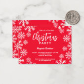 Modernes Rotes Schnee Weihnachten-Party Mitteilungskarte (Vorderseite/Rückseite Beispiel)