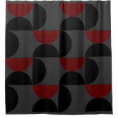 Modernes Rotes Schwarz und Grau Mitte des Jahrhund Duschvorhang (Vorderseite)