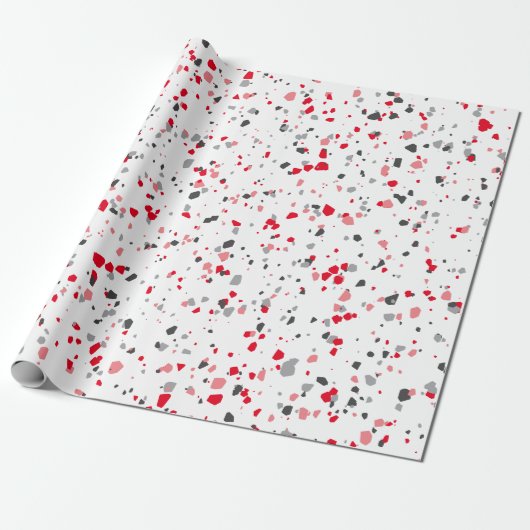 Modernes rotes Terrazzo-Muster Geschenkpapier (Ungerollt)