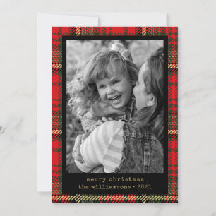 Modernes, rotes und goldenes Kariertes Foto für Sc Feiertagskarte