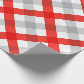 Modernes rotes und graues Kariertes Muster Geschenkpapier (Ecke)