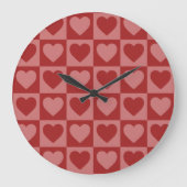 Modernes, rotes und rosa Minimalistisches Herzmust Große Wanduhr (Vorderseite)