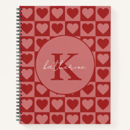 Modernes, rotes und rosa Minimalistisches Herzmust Notizblock