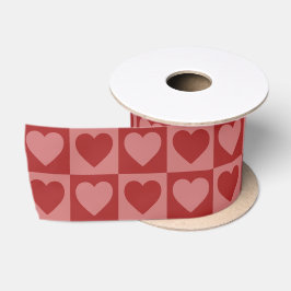 Modernes, rotes und rosa Minimalistisches Herzmust Satinband