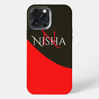 Modernes rotes und schwarzes abstraktes Monogramm iPhone 13 Pro Max Hülle