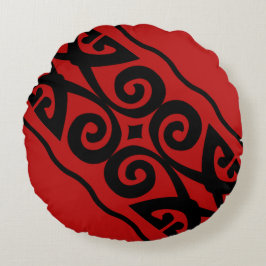 Modernes rotes und schwarzes Muster Rundes Kissen