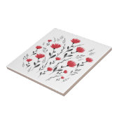Modernes Rotes Wasserfarben-Blumenmotiv Fliese (Seite)