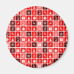 Modernes rotes Weihnachtsrastermuster Minimalistis Magnet
