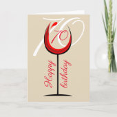 Modernes Rotes Weinglas 70. Geburtstag Karte (Vorderseite)