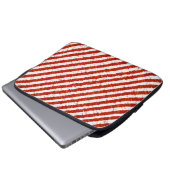 Modernes Rotes Weiß Streifen Elegantes Design Laptopschutzhülle (Vorne Knopf)