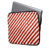 Modernes Rotes Weiß Streifen Elegantes Design Laptopschutzhülle (Vorderseite Links)