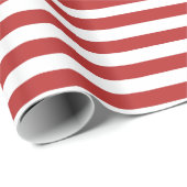Modernes rotes weißes Streifen-Muster Geschenkpapier (Rolleneckpunkt)