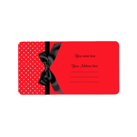 MODERNES ROTES WHITE POLKA DOT ADRESSE ETIKETT ADRESSAUFKLEBER (Vorne)