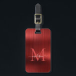 Modernes Rotgebürstetes Monogram Gepäckanhänger<br><div class="desc">Modernes Niedliches Bag-Tag mit rotem Burgund-Pinsel</div>