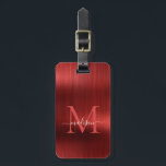 Modernes Rotgebürstetes Monogram Gepäckanhänger<br><div class="desc">Modernes Niedliches Bag-Tag mit rotem Burgund-Pinsel</div>