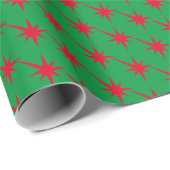 Modernes Rotgrün-Sternexplosion-Muster Geschenkpapier (Rolleneckpunkt)