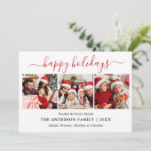 Modernes Rotkalligrafie Script 3 Foto Feiertagskarte (Stehend Vorderseite)