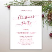 Modernes Rotkalligrafie Weihnachtsfest-Party Einladung